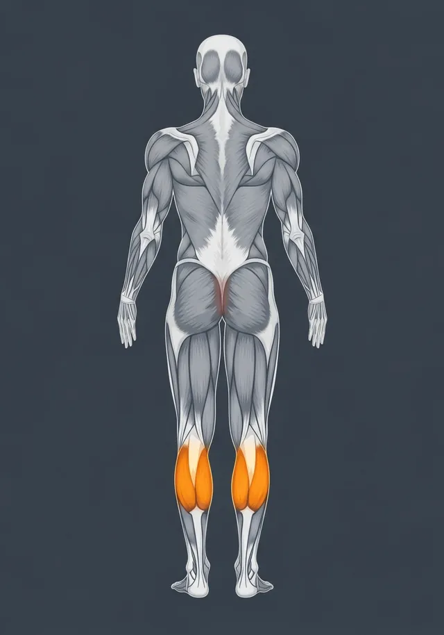 Gastrocnemius highlighted on a body map